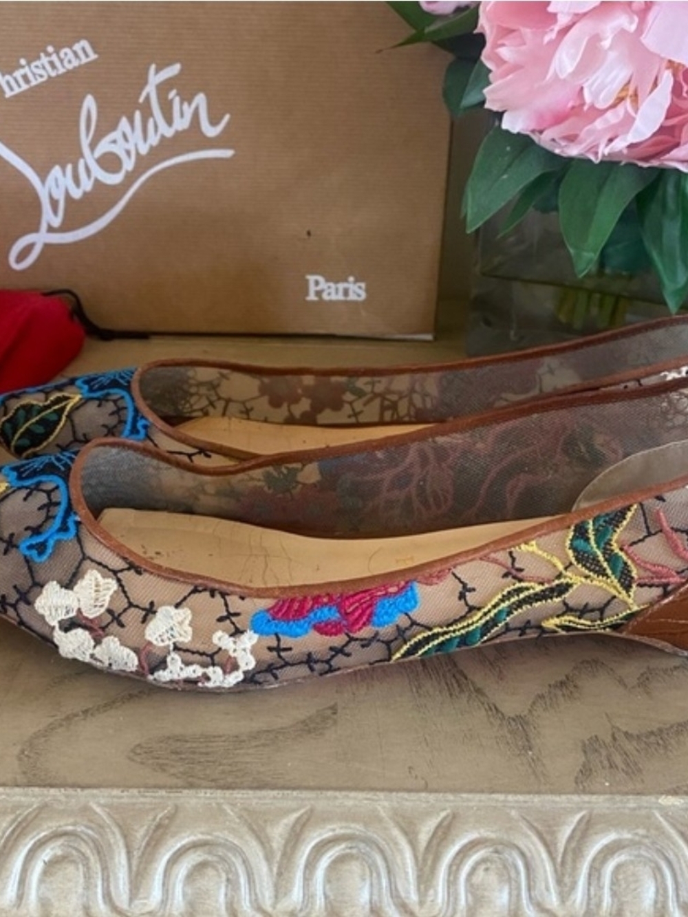 Christian Louboutin Multicolor Embroidered Floral Ballet Flats Size 40 - Picture 4 of 12